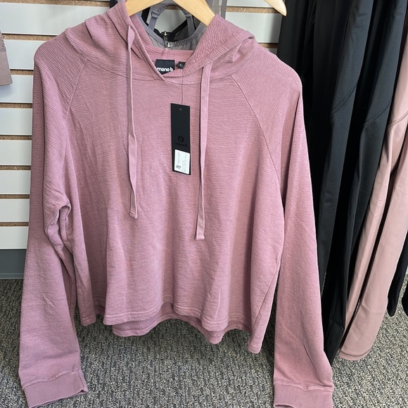 Mono B - NWT Mineral Wash Jacquard Hoodie Pullover - Mauve. Medium remains - Picture 2 of 5